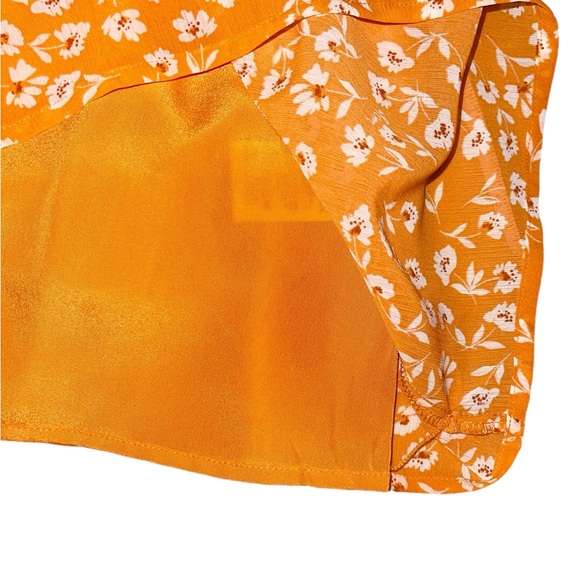 New J.Crew Factory Women's Ruffle Tie-Neck Top  Orange & White Floral - Medium - Picture 6 of 10